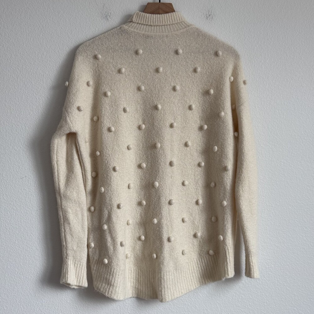 Madewell Bobble Pom Pom Sweater Cream Ivory Slouchy Knit Coastal Grandmother M - Picture 6 of 6